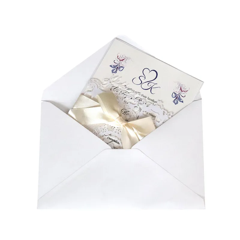  10pcs Wedding Invitations Lace Pattern Cards Laser Cut Paper Cards Announcement Greeting Postcards  - 4.00044E+12