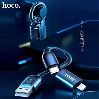 

HOCO 2in1 Keychain Mini USB Cable for iPhone 11 Pro X XS max XR Fast Charger Cable Type C Cable for Xiaomi Samsung Galaxy S10 S9