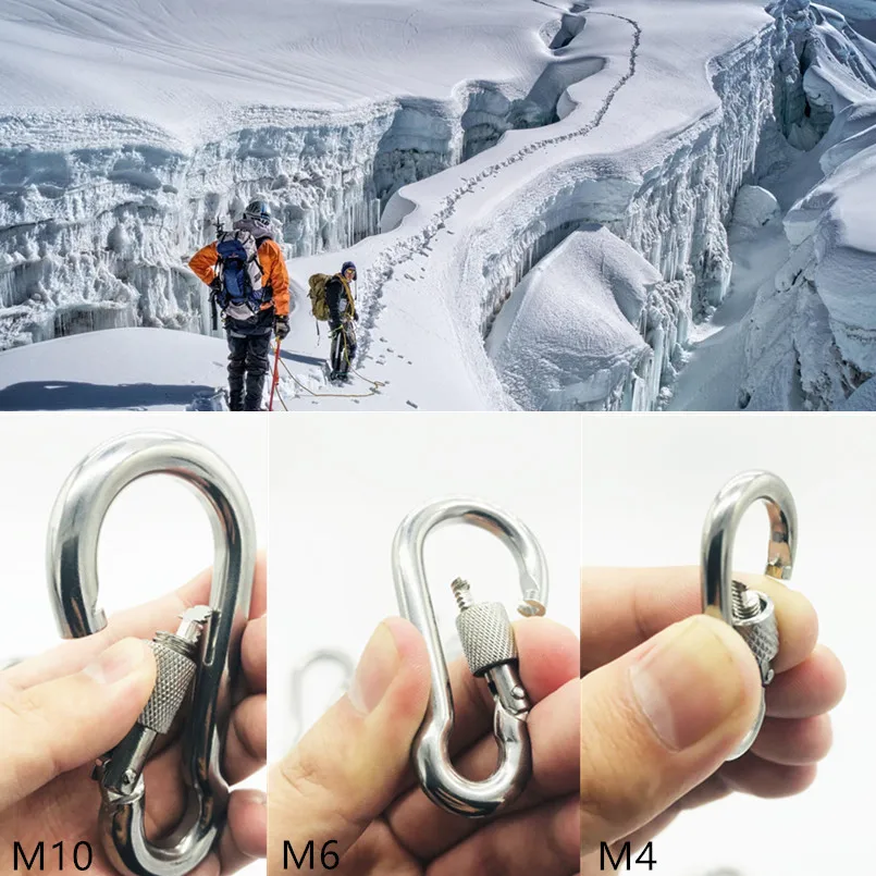 

304 Stainless Steel Carabiner Keychain Multiple Size Heavy Duty Climbing Hook Buckle Carabiner Clip Rope Outdoor Safety Buckle