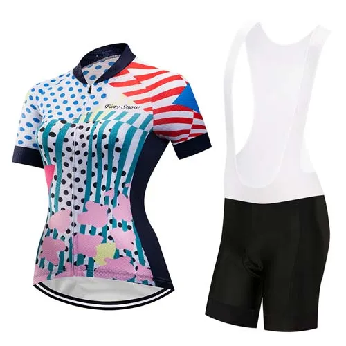 Jersey and Pants Летняя одежда для велоспорта Женский комплект Мода велосипед Джерси нагрудник короткий мальлот ciclismo велосипедная одежда женская форма Спортивное платье - Цвет: Jersey and Pants