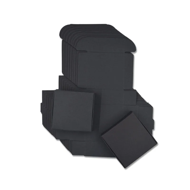 

50pcs 29 Sizes Cardboard Paper Black Gift Box Small Carton Paper Packaging Jewelry Box Craft Present Carton Box For Soap Packing