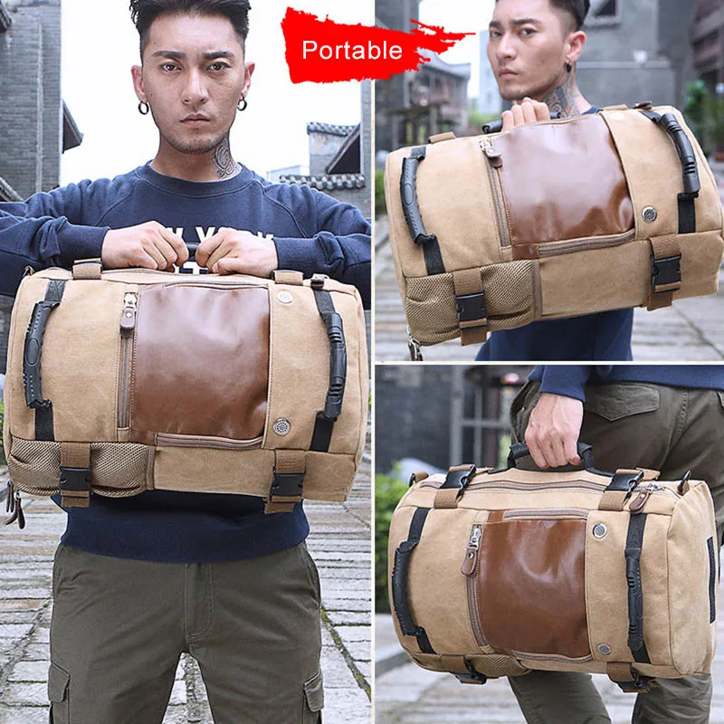

2019 Stylish Travel Large Capacity Backpack Male Luggage Canvas Bag Multifunctional for Outdoor C55