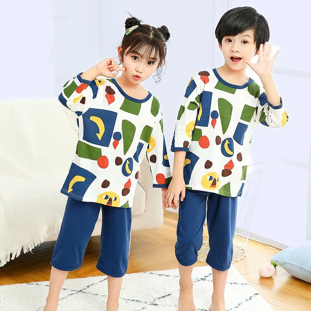 Conjunto de Pijama de algodón con pantalones cortos para niños y niñas,  ropa de verano con agujeros, 2, 5, 8 y 10 años - AliExpress