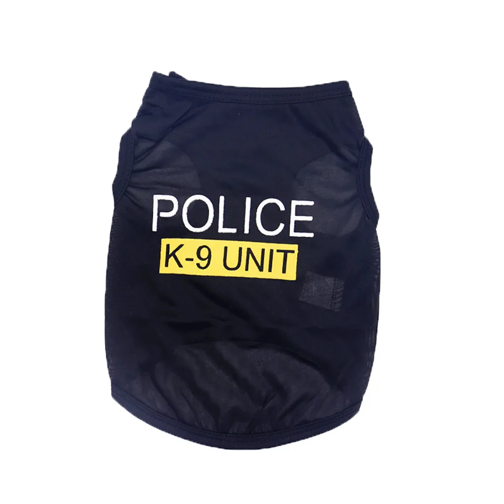 2020 Police Suit Cosplay Dog Clothes Black Elastic Vest Puppy T-Shirt Coat Accessories Apparel Costumes Pet for Dogs Cat | Дом и сад