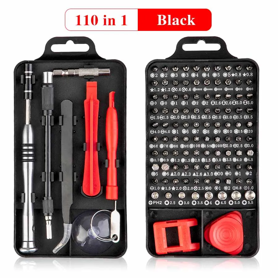 110in1 black 115/110 в 1 Набор отверток мини Прецизионная отвертка мульти компьютер ПК мобильный телефон устройство ремонт ручные инструменты для дома - Цвет: 110in1 black