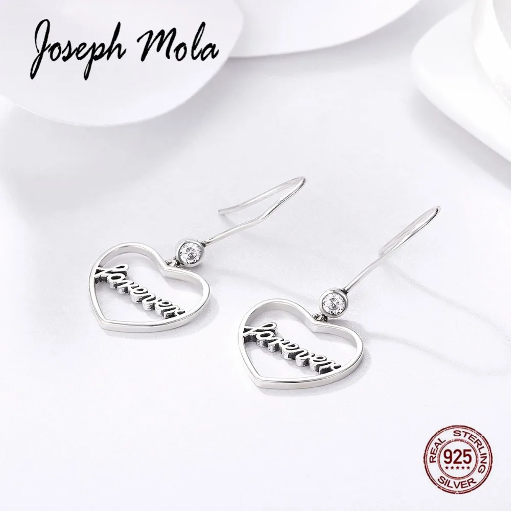 

Joseph Mola 925 Sterling Silver Trendy Heart Shape Love Forever Drop Earrings for Women Party Dating Gift Wedding Crochet Jewelr