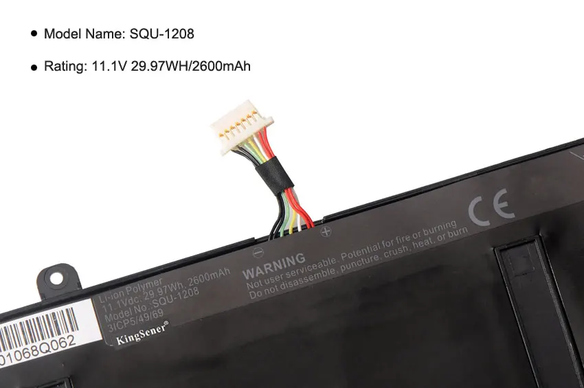 KingSener SQU-1208 Аккумулятор для ноутбука HP Chromebook CB2 11 G1 11-1101 11-1101US 11-2001TU 31CP5/4/9/69 1,1 V 29.97WH/2600 мА-ч
