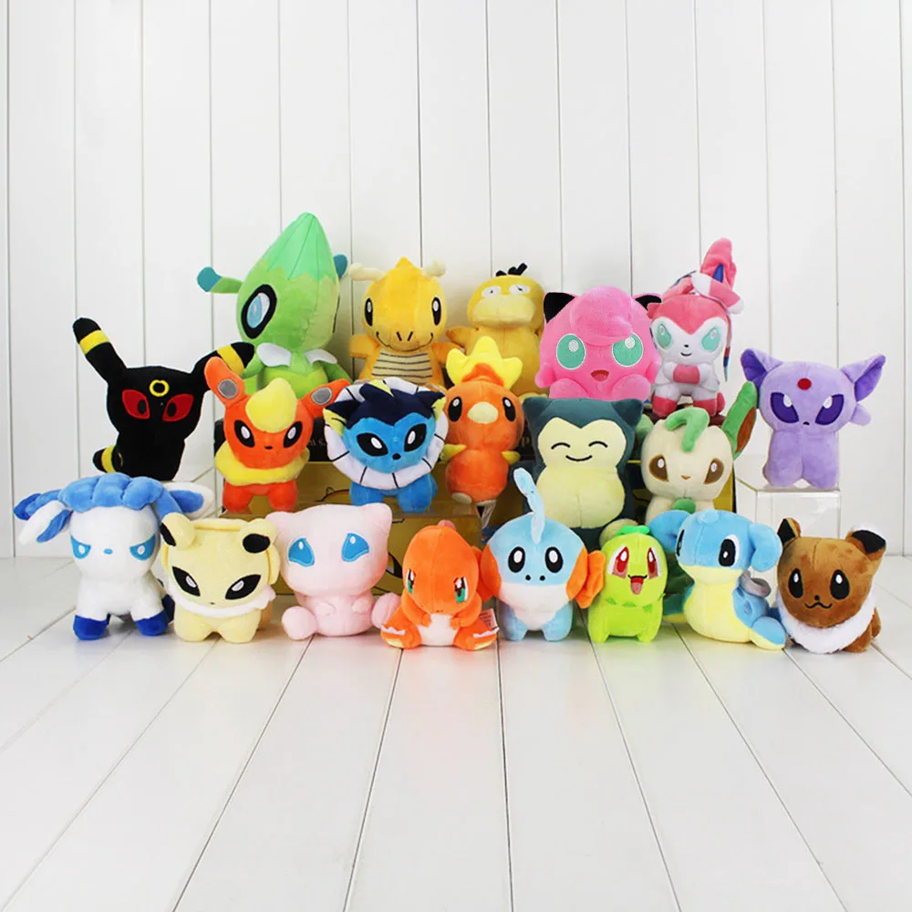 20pcs/Lot 10-18cm Pokemon Anime Eevee Snorlax Psyduck Mewtwo Togepi Charizard Torchic Plush Soft Stuffed Toys Dolls Kids Gifts | Игрушки и
