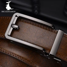 BKC. קנגורו גברים חגורת עור אמיתי יוקרה באיכות גבוהה מותג אוטומטי אבזם browm חגורות הסיכה רשמי חגורת לגבר 130cm מתנה()
