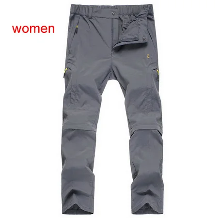 women gray Нейлоновые съемные водонепроницаемые походные брюки для мужчин/женщин, быстросохнущие брюки для горных/походов/треккинга, штаны для активного отдыха, спортивные шорты - Цвет: women gray