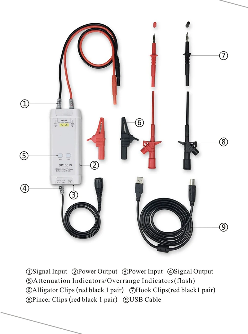 Высокий дифференциал напряжения зонда комплект 1300V Запчасти& Аксессуары 100 МГц 3.5ns Время нарастания 50X/500X скорость затухания осциллограф