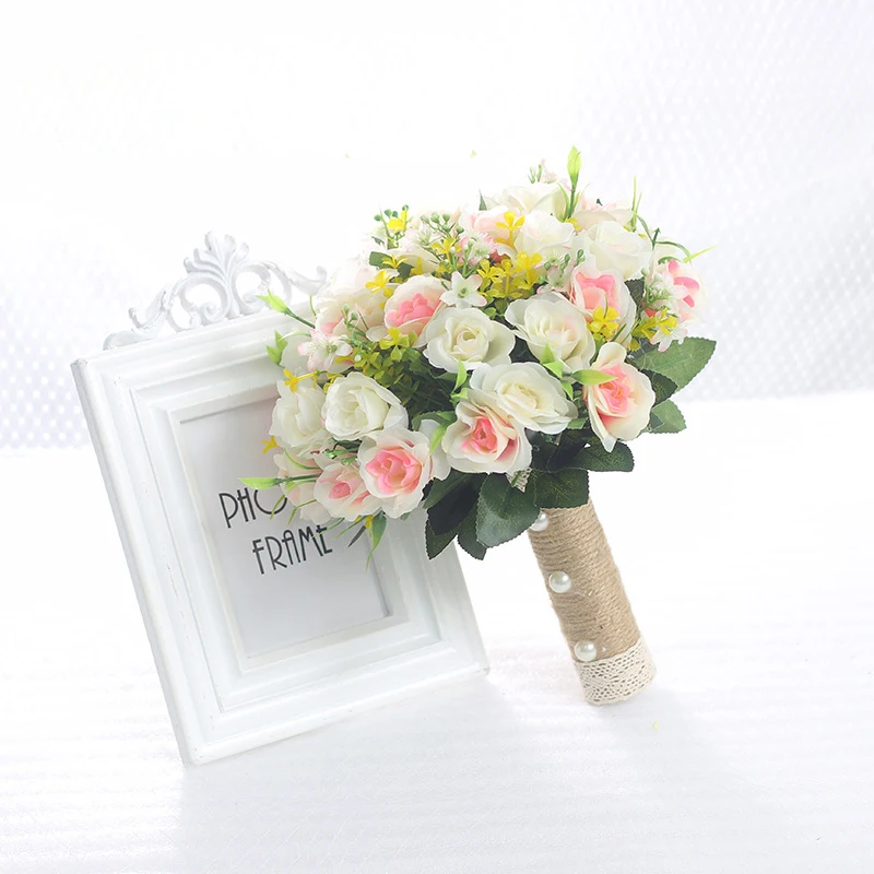 OLLYMURS Artificial Bouquet for Wedding  Ramos De Novia Artificiales Pink Blue Purple  27cm 22cm Wedding Accessories