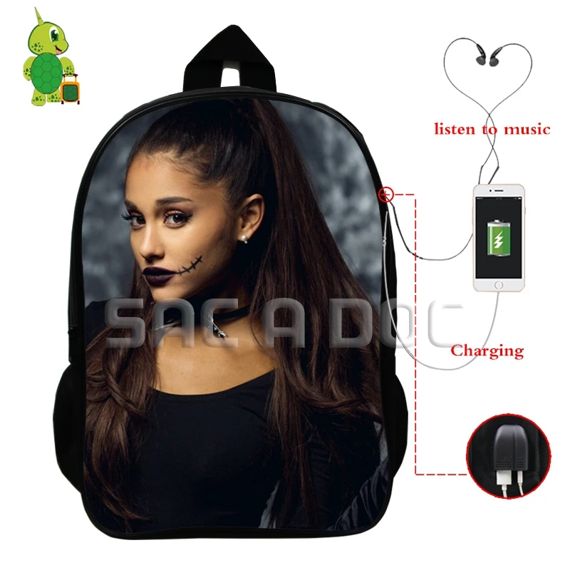 11 Ariana большая сумка-рюкзак знаменитая звезда Многофункциональный usb зарядка Разъем для наушников школьные сумки для подростков женщин мужчин повседневные дорожные сумки - Цвет: 11