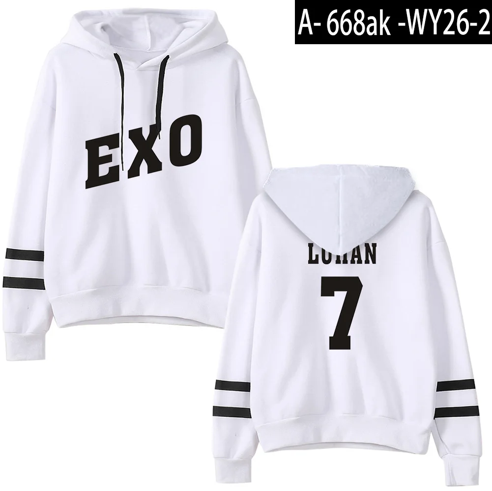 ЭКЗО толстовки с капюшоном Лидер продаж Толстовка EXO-M EXO-K EXO-CBX EXO-SC Для женщин Пуловеры с длинным рукавом Повседневная одежда - Цвет: white