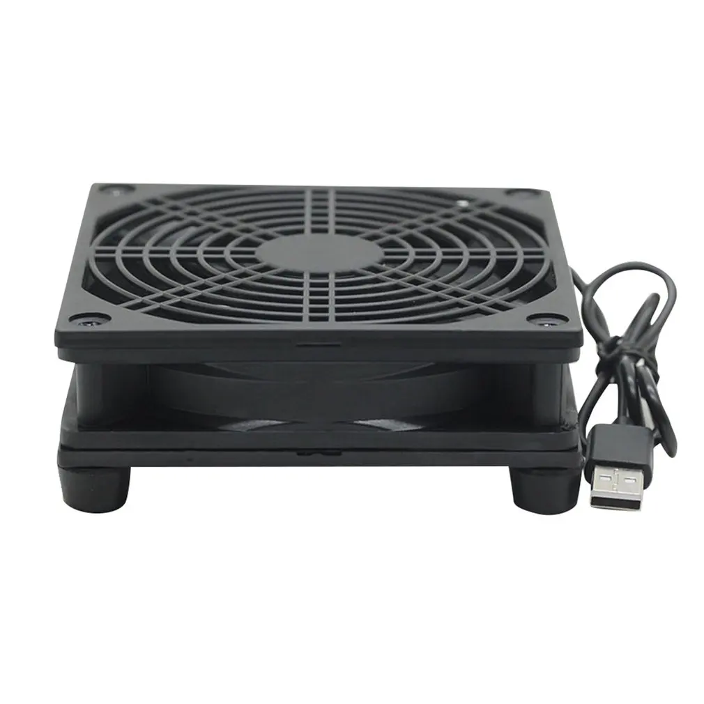5V 1A USB Router Cooling Fan 120mm DIY TV Set-top Box Ball/Sleeve Cooler W/Controller & Protective Net Desktop Cooling Fan