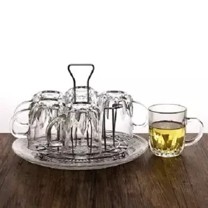Бытовые утолщенные Термостойкие чашки, чашки, стеклянный набор, чашка для молока, сока, пивные кружки, плюс чашки, стеллажи, поднос, кофейные кружки, чайная кружка - Цвет: Set of 6 pieces