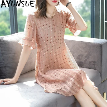 

Summer Dress 2020 Women Chiffon Plus Size Dress Elegant Korean Ruffle Polka Dot Dress 5xl Vestido De Mujer AP16X73217 KJ4823