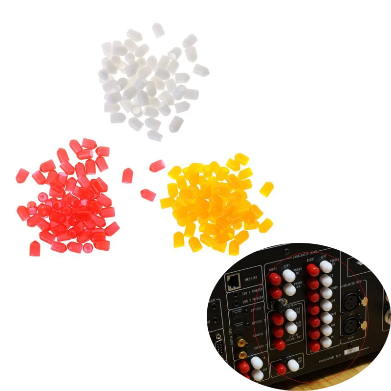 

100pcs/Set New Protective Cap Anti-rust Anti-dust Silicone Cover Set RCA Lotus Loudspeakers Audio AV Signal Socket Jacket