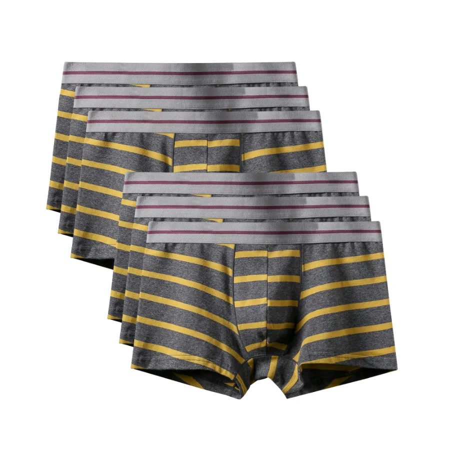 6Pcs AB043 Dark Grey 6 шт./лот, мужские трусы-боксеры, мужские трусы-боксеры, короткое сексуальное нижнее белье, брендовые Трусы-шорты, цветные дышащие домашние мужские трусы из хлопка - Цвет: 6Pcs AB043 Dark Grey