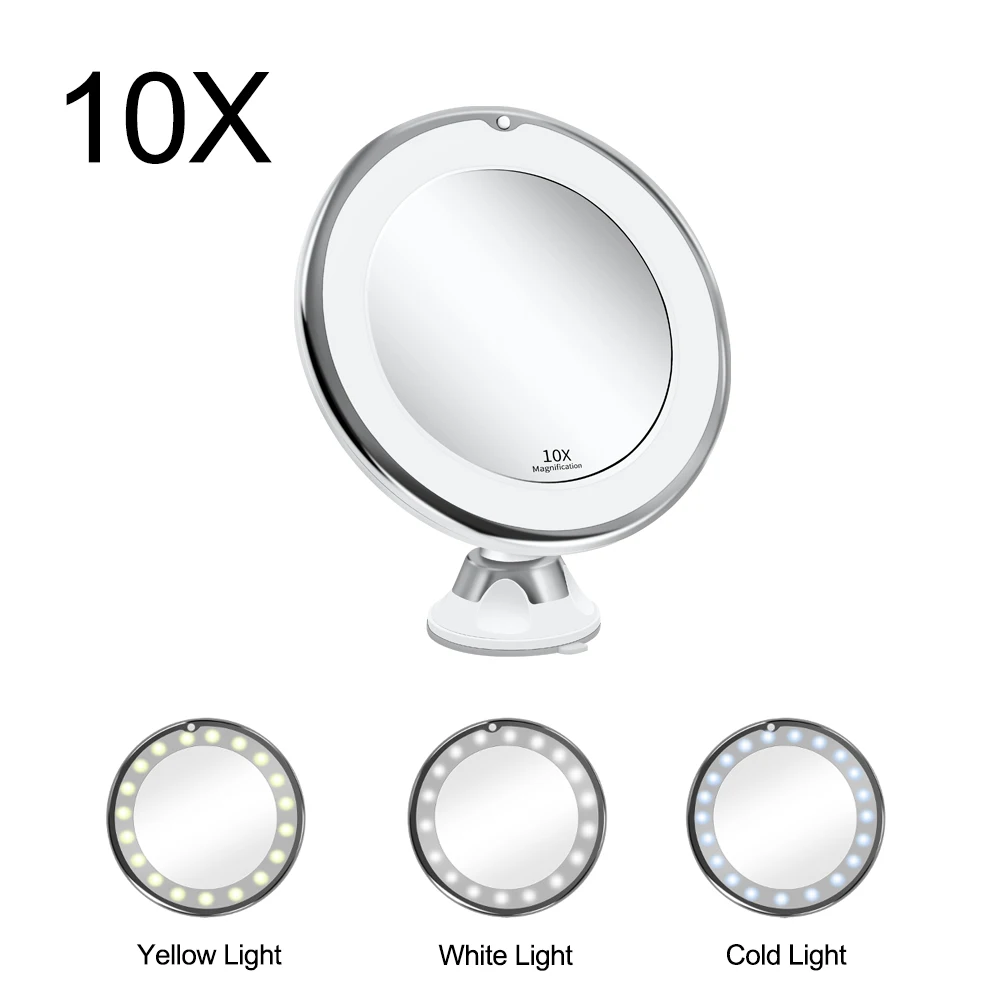 Светодиодный светильник-зеркало для макияжа, косметическое зеркало, увеличительное зеркало Miroir Grossissant 10x, зеркала для макияжа, гибкие зеркала, зеркала для бритья - Цвет: 3Colors 1style