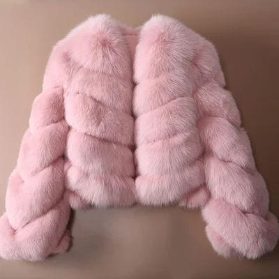 real fur coat ladies winter warm soft natural fox fur jacket high quality women long sleeve real fox fur jacket short parka - Цвет: 1
