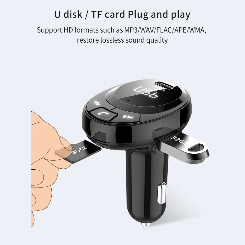 BT09 автомобильный fm-передатчик Bluetooth 5,0 MP3-плеер PD Быстрая зарядка 2 USB адаптер