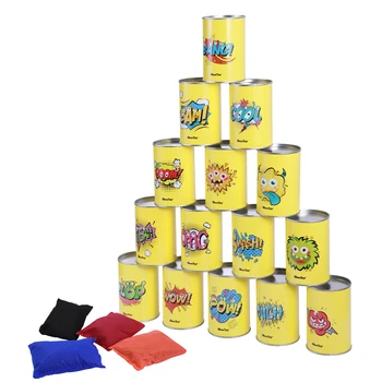 

Bean Bag Can Toss Game Set Party Supplies Tin Can Alley Game For Kids Birthday Parties 15 Tin Cans And 4 Bean Bags