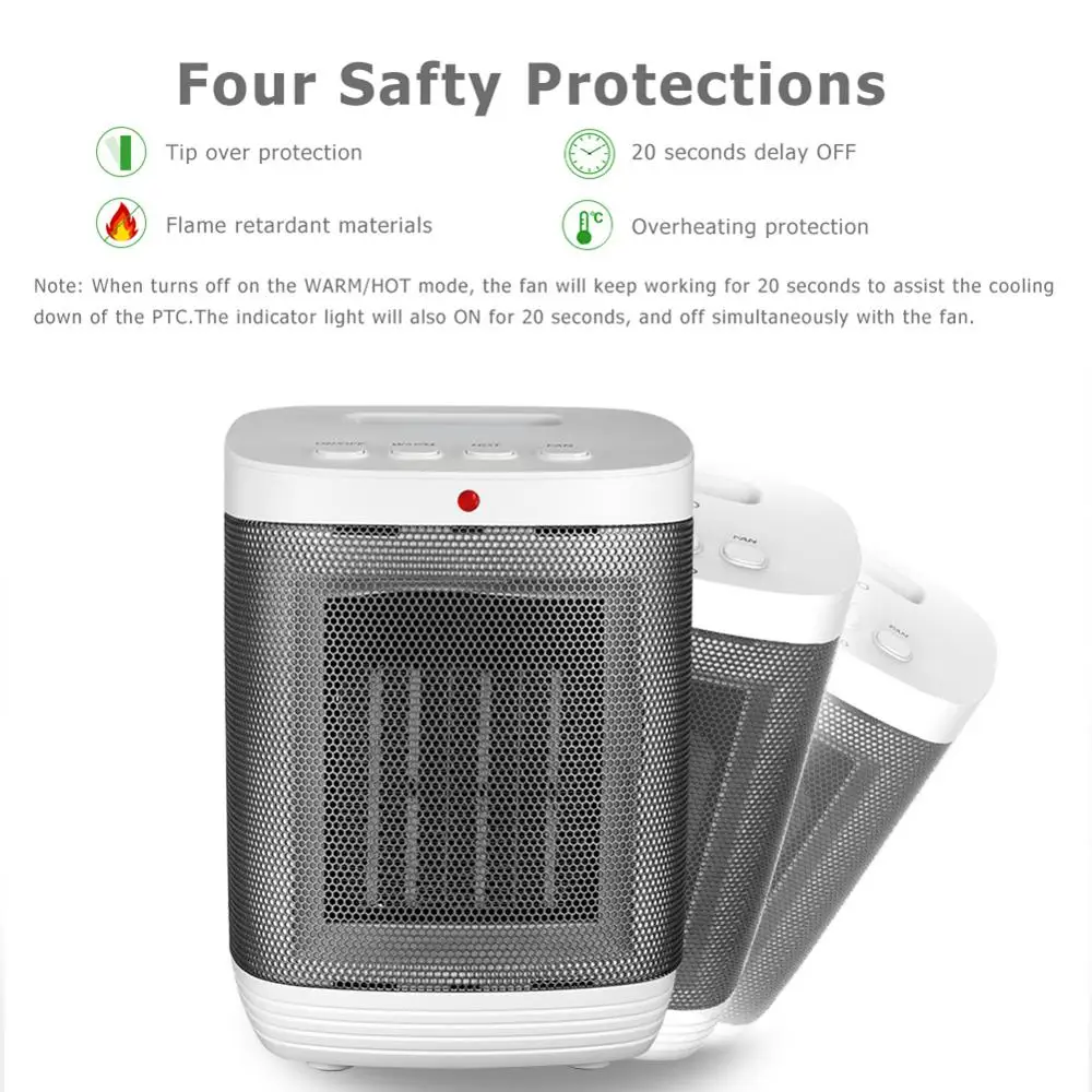 Portable Mini Electric Heater Fan Desktop Household Wall Handy Heating Stove Radiator Warmer Machine for Winter 100-120V