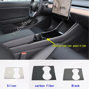 

Car Sticker Detector Trim Frame Styling Center Console Cup Holder Gear Armrest Box 1pcs For Tesla Model 3 Model3 2018 2019 2020