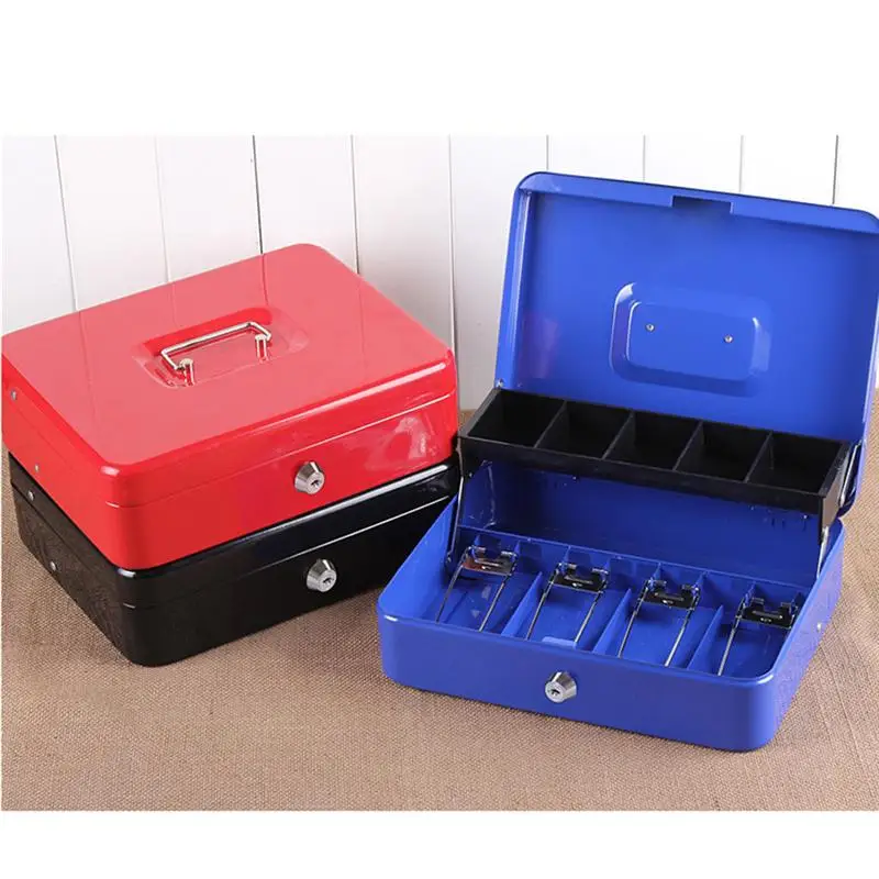 

Practical Key Cashier Box Mini Petty Cash Money Box Stainless Steel Security Lock Lockable Safe Small Fit for House Decoration