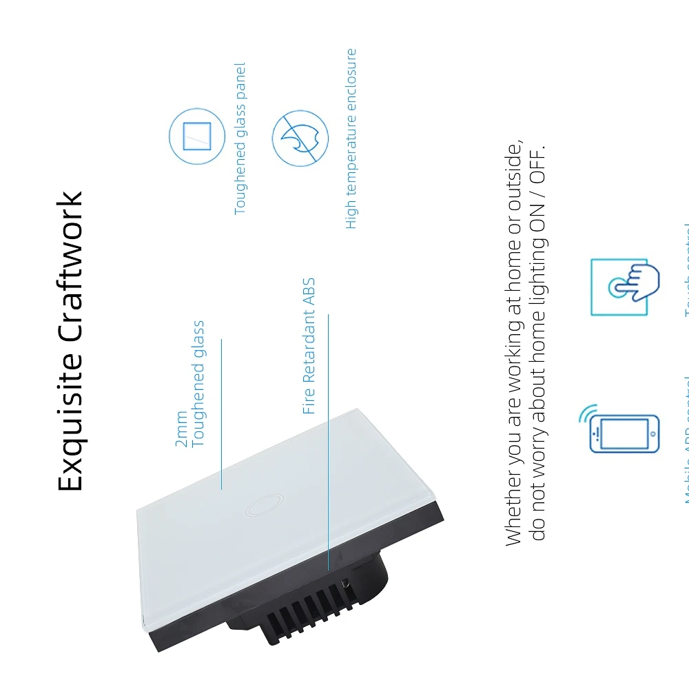 TISHRIC умный переключатель Wi-Fi Touch EU 1/2/3 Стекло Панель переключатель Wi-Fi 220 v/ewelink/модуль/светильник Управление Alexa Google Home
