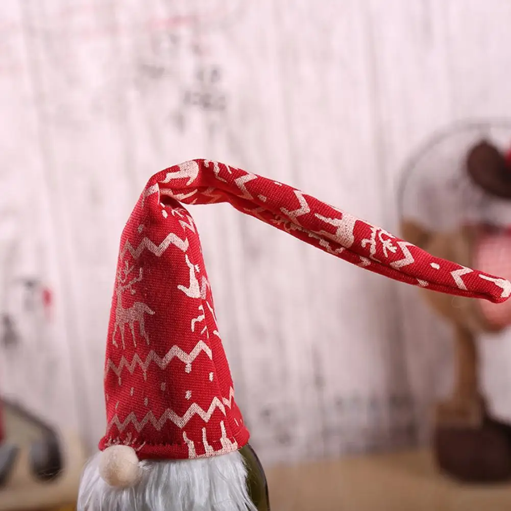 Red Christmas Gnome Tomte Santa Wine Bottle Bag Cover Dinner Party Table Decor Christmas Hats XMAS Gift