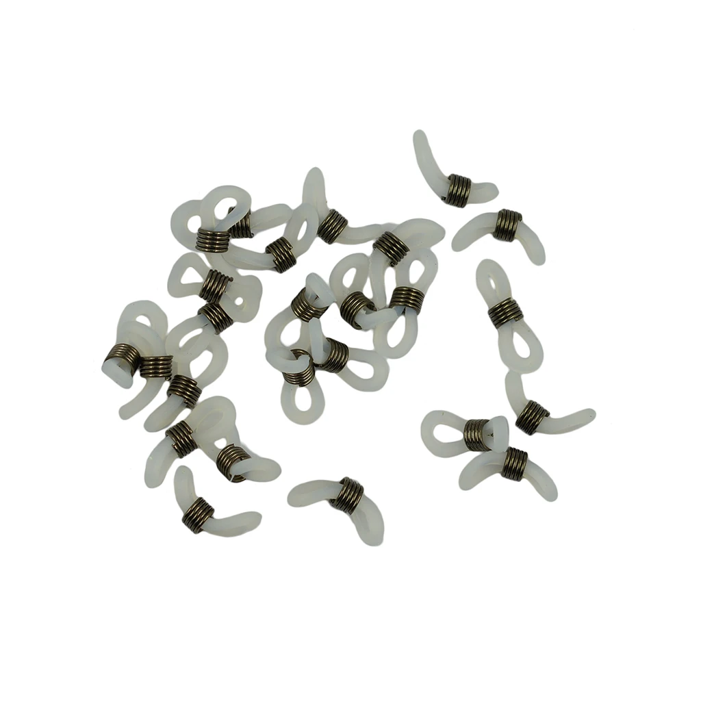 25pcs Rubber Strap Silver Metal Coil Eyeglasses End Loop Holder Accessory