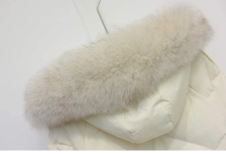 CRRIFLZ, новинка, куртка-пуховик на 90% белом утином пуху, длинное пальто с капюшоном и воротником из лисьего меха, зимняя куртка для женщин, теплый пуховик с натуральным мехом