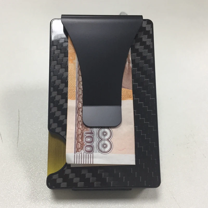 Карбоновый держатель для карт RFID мини зажим для денег Безвинтовой Алюминиевый кредитный держатель для карт мужской дорожный тонкий кошелек