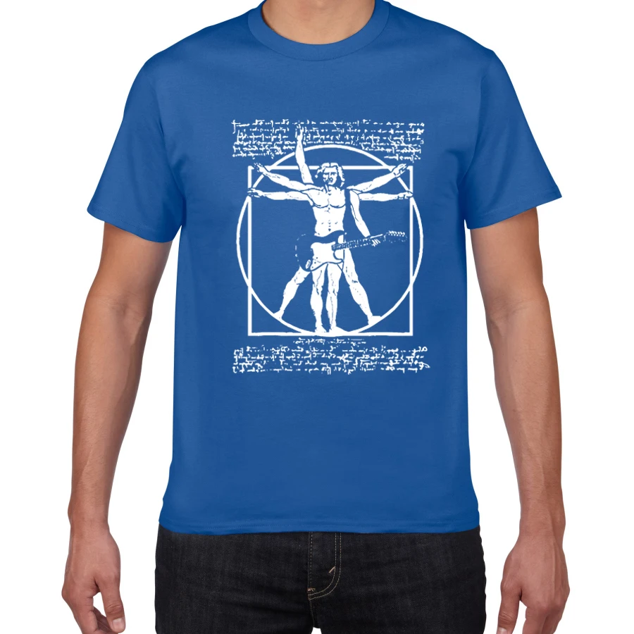 Забавная футболка с гитарой да Винчи Мужская рок-группа витрувиан винтажная графическая музыка Новинка уличная Мужская футболка мужская футболка homme