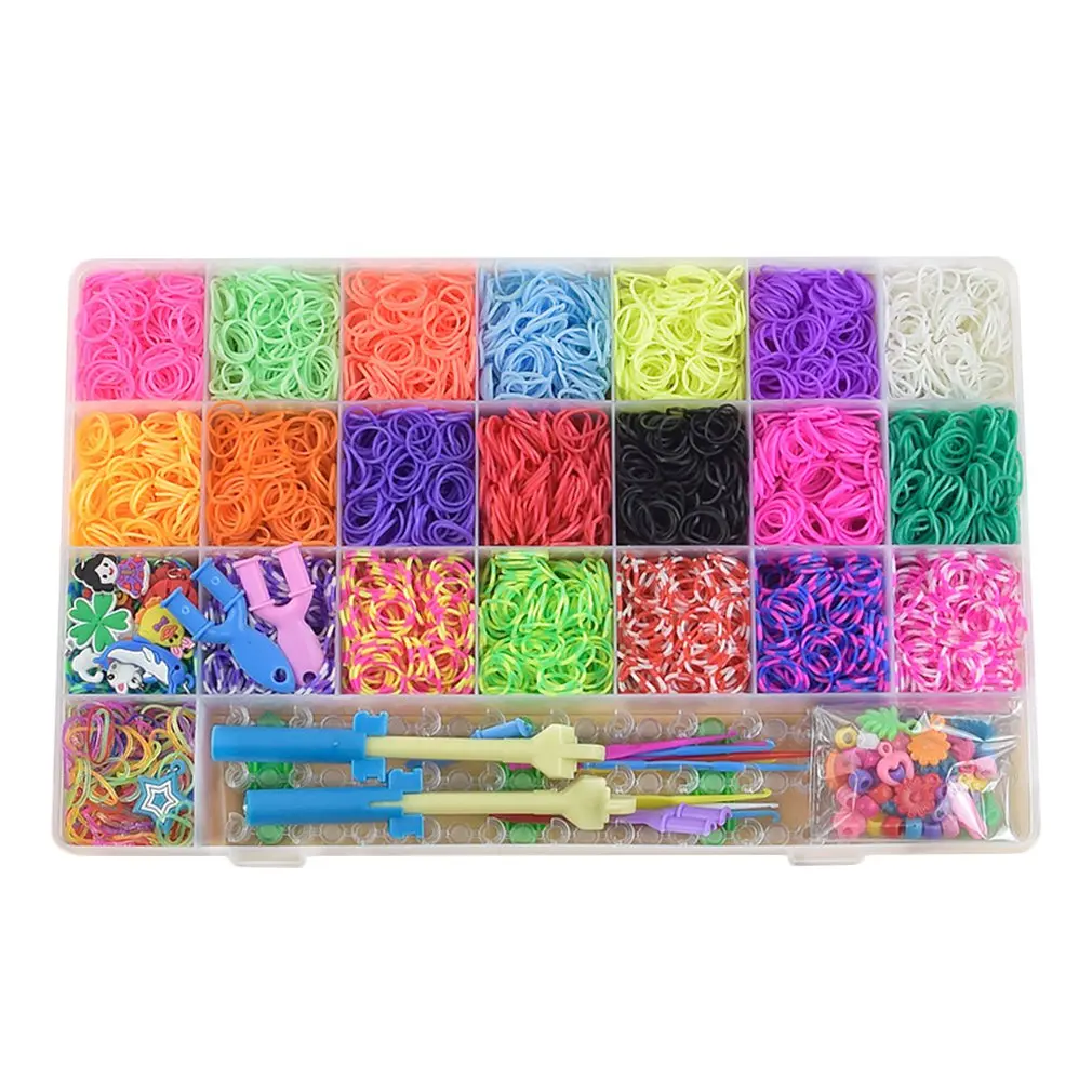 For Loom Bands Rainbow Hand-Woven Diy Rubber Band Bracelet Set Upgrade Version 28 Grid 6800 Root