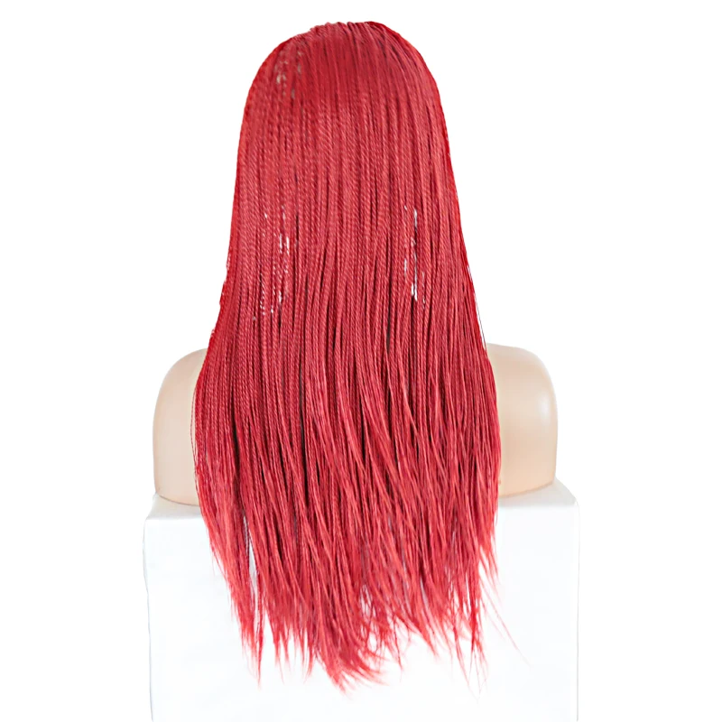 RONGDUOYI длинные красные термостойкие волокна волос Синтетический Косплей Плетеный парик 900 шт. 2x твист косы Кружева передние парики для женщин