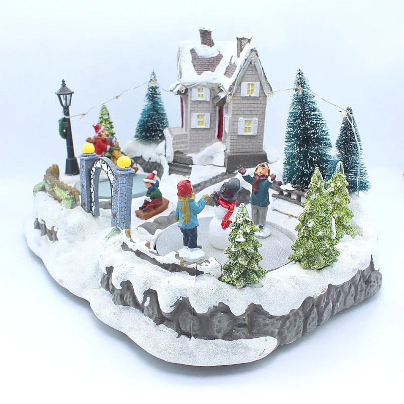 

Christmas Snow House Village with LED Light Luminescent Decorations with Music Holiday Christmas Tree Home Decor Gifts for Kid
