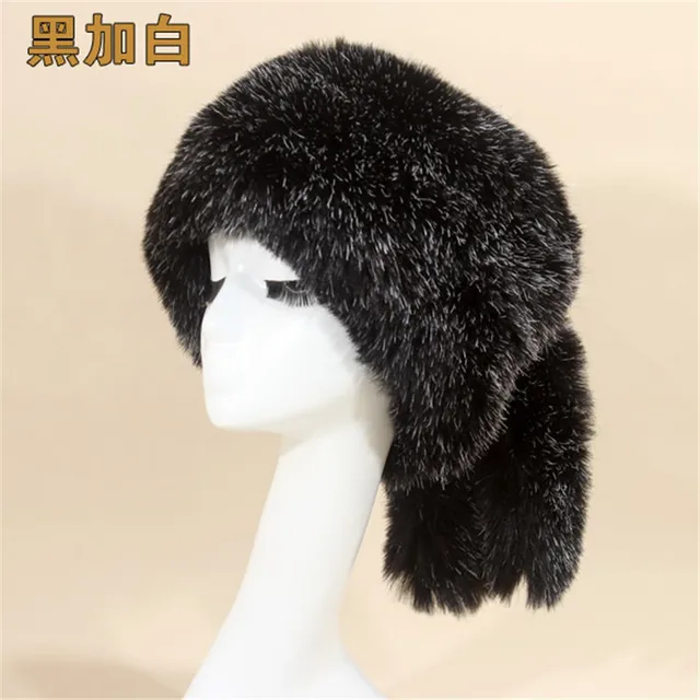Women Faux Fur Russian Hat Fur Tail Hat 