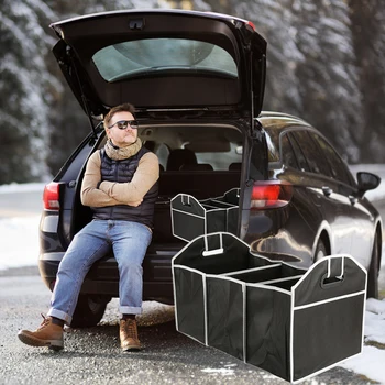 

1Pc Home Auto Car Trunk Cargo Organizer Collapsible Bag Storage Black Folding in the Car Trunk Organizer Box Bag Portable NEW