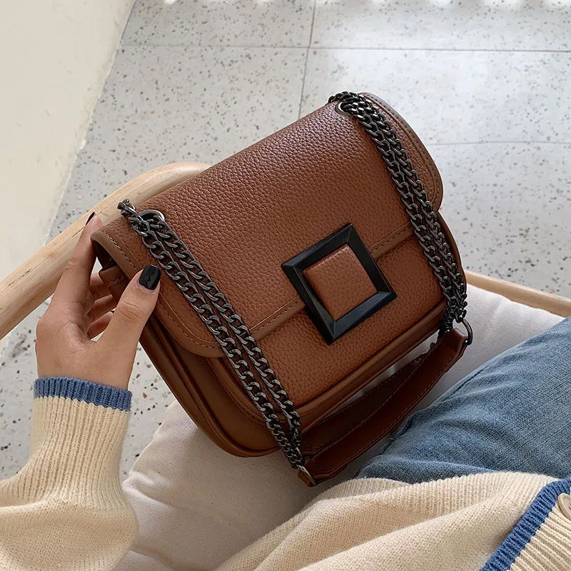 

Solid Color PU Leather Crossbody Bags For Women 2019 Chain Small Shoulder Messenger Bag Lady Travel Handbags and Purses