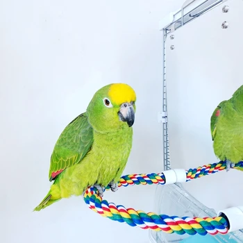 

Acrylic Bird Mirror with Rope Perches Bird Toys Swing Comfy Perch for Parakeet 449C