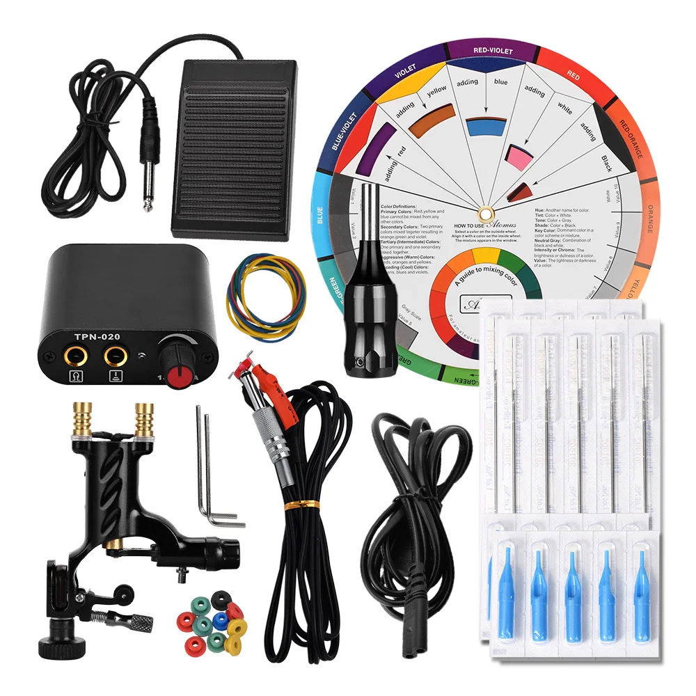 

Tattoo Machine Kit Conventional Hook Line Rotary Tattoo Machine Gun Color Wheel Exercise Tattoo Tools for Tattoo Artist Beginner