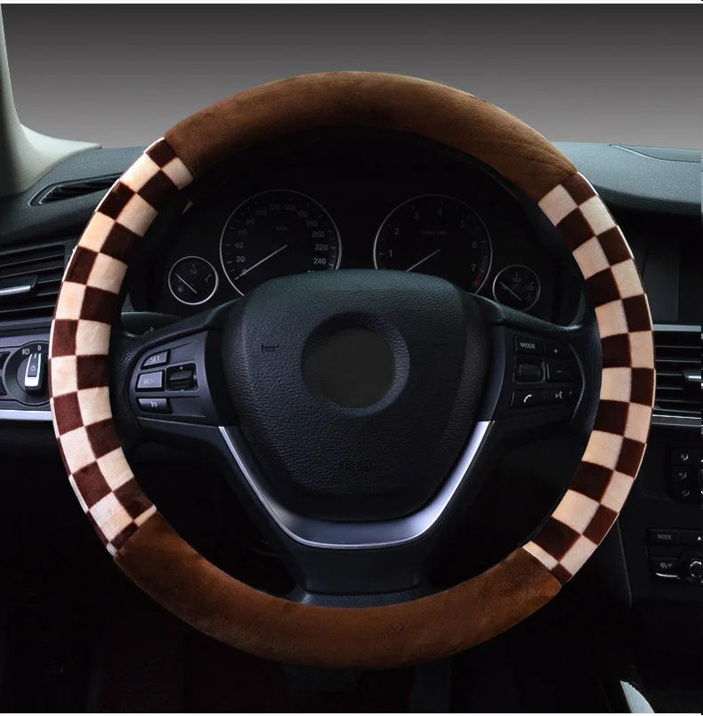 DUKEAUTO теплый плюшевый шерстяной материал автомобиля acceesory оплетка рулевого колеса 38-40 см диаметр мини-глоф