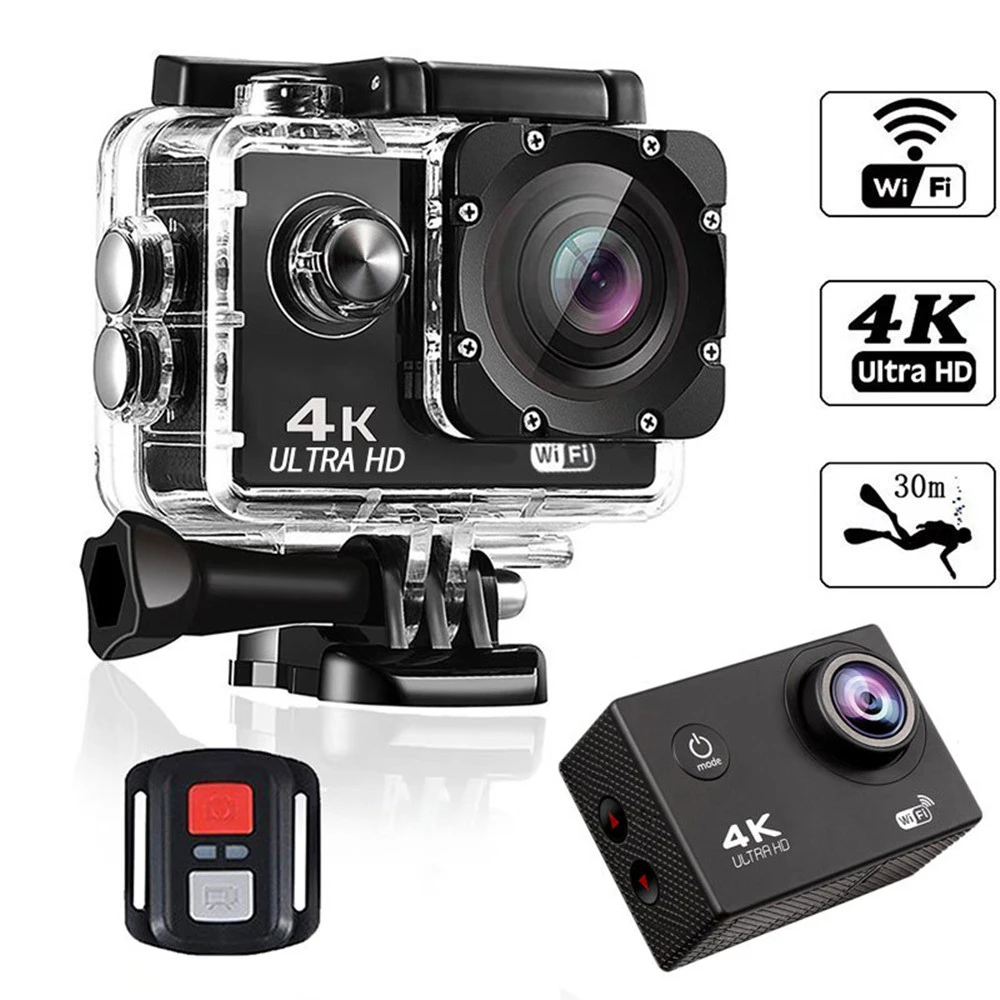 Action Camera Ultra HD 4K 30fps WiFi 2.0-inch 170D Underwater Waterproof Helmet Video Recording Cameras Sport Cam