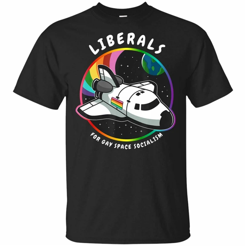 Liberals For Gay Space Socialism Shuttle Lgbt Flag Pride Black Navy T-Shirt S-6 Loose Size Top Ajax Funnytee Shirt | Мужская одежда