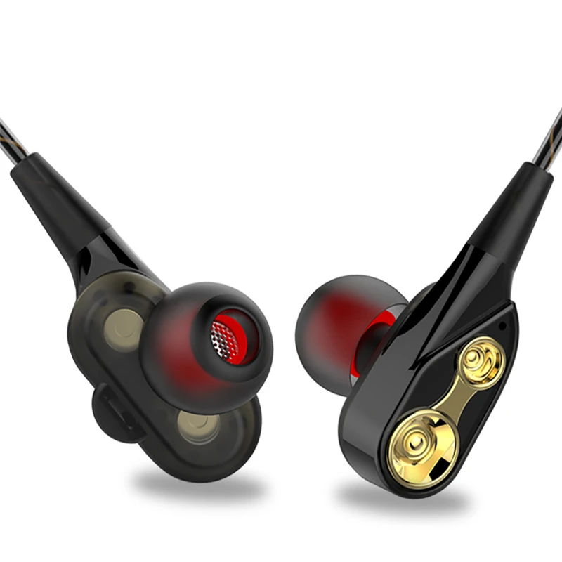 

Earphone 2 Dual Drive Unit Bass Subwoofer HIFI DJ Monitor Running Sport Headset Earbud Headphone Universal sweat proof earphones