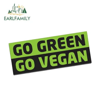 

EARLFAMILY 13cm x 6.9cm Car Sticker GO GREEN GO VEGAN Bumper Sticker Car Truck 4X4 JDM Novelty Automobile Waterproof Accessories