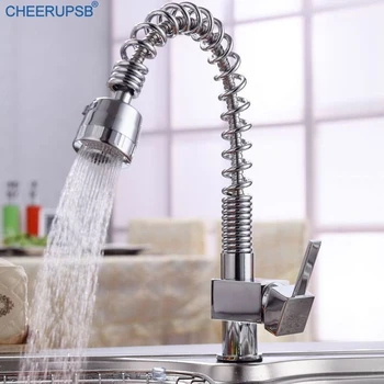 

Pull Out Kitchen Tap Hot Cold Water Mixer Faucet 360 Rotation Brass Chrome Spring Taps Deck Mount Stream Sprayer Sink Faucets K3